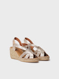 LUCIA-AS - Women's espadrille in metallic leather with wedge and elastics