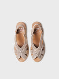 LUCIA-AS - Women's espadrille in metallic leather with wedge and elastics