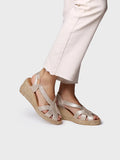 LUCIA-AS - Women's espadrille in metallic leather with wedge and elastics
