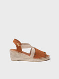 MADRID - Women's leather espadrille with wedge, studs, and elastics