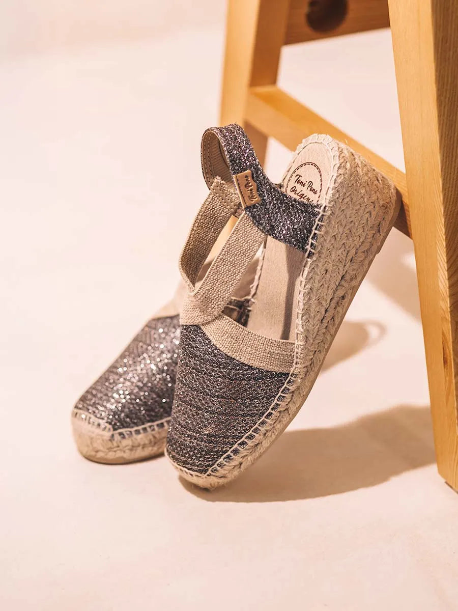 Women's shiny vegan espadrilles
