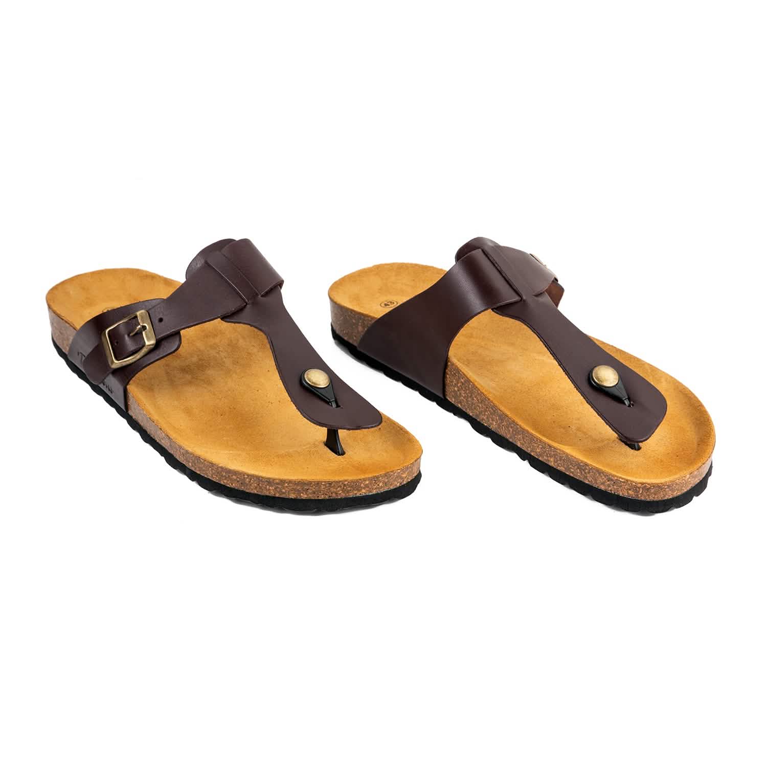 صندل رجالي جلد بني جيل في كيو