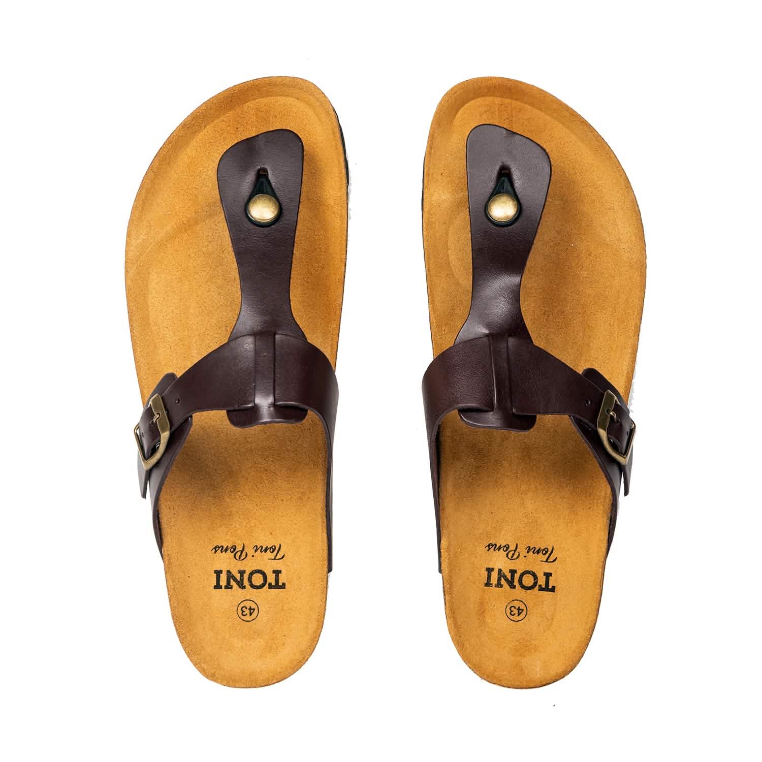 صندل رجالي جلد بني جيل في كيو